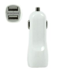 2 USB Output Cell Phone Car Adapter Charger (White)